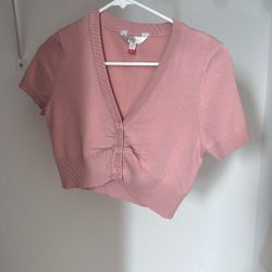 Cute Pink Crop Cardigan 
