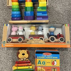 Set Of Wooden Toys. New And Gently Used