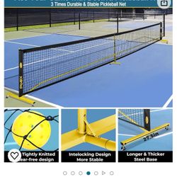 Pickleball Set Net with Wheels Driveway Portable Pickle Ball Nets 22ft Regulation Size Court Line, Carry Bag, Heavy Duty Frame Outdoor Indoor Home.