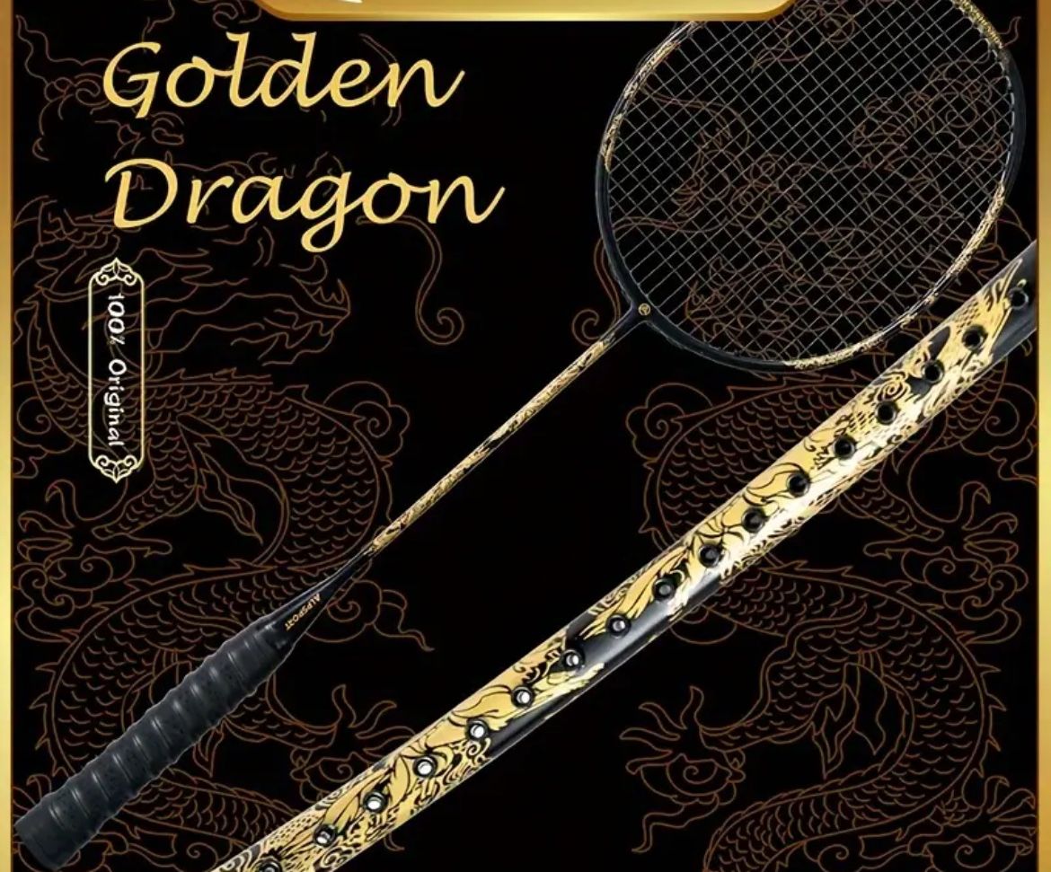 New 4U golden dragon design badminton racket with bag