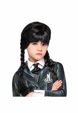 Wednesday Addams wig in black for girls ages 7-14 for Halloween costume #wednesdayadams #wig #halloween #costume