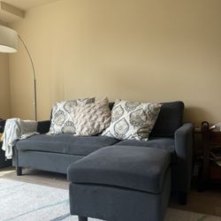 Blue Couch With Ottoman