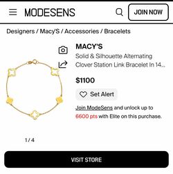 solid and silhouette alternating 14k gold clover bracelet
