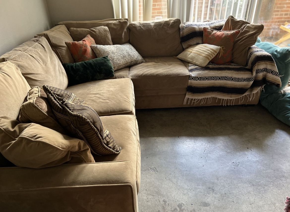 Luxury Suede L Shaped Couch