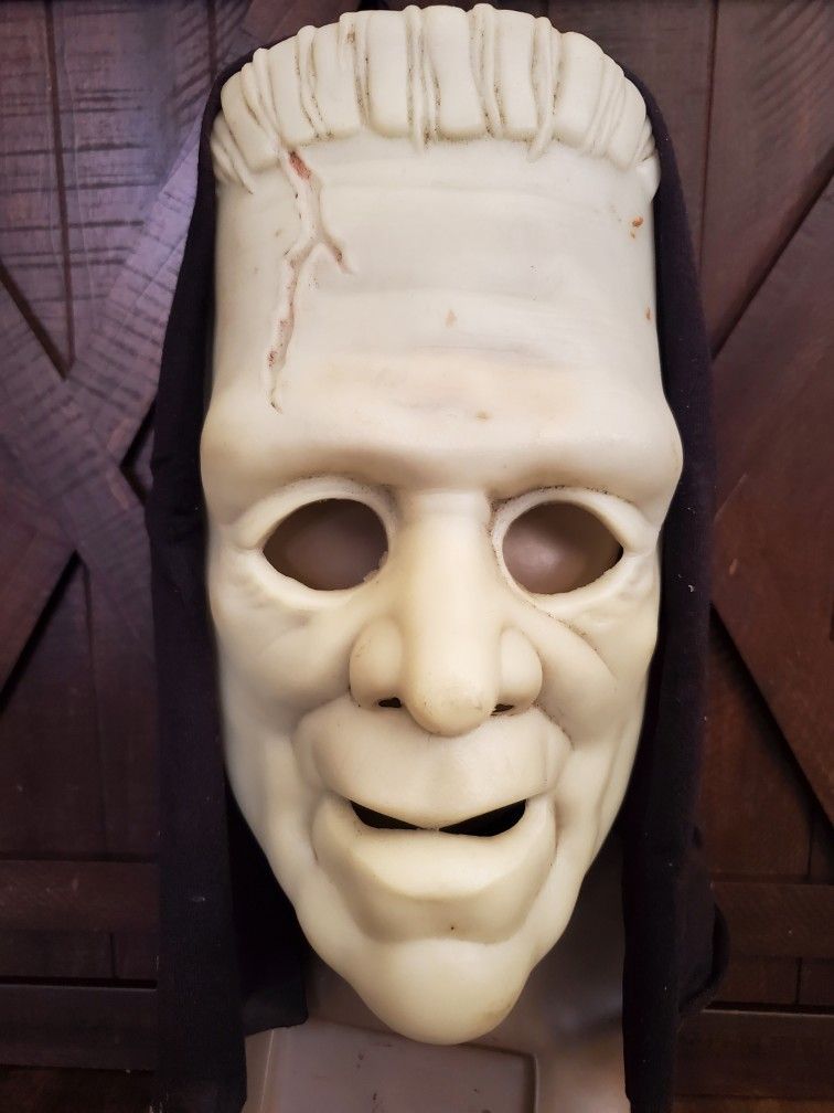 Halloween Vintage Glow in the Dark Frankenstein Monster Mask Plastic Vacuform Used