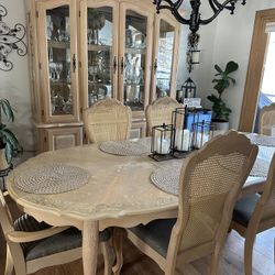 Whitewashed Oak Dining Room Set