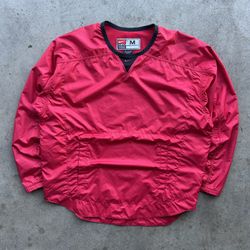 Vintage Nike V-Neck Pullover Windbreaker Jacket Red