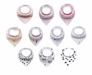 10 Organic cotton Baby Girl Bandana Bibs, NEW