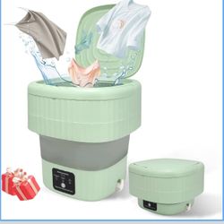 Mini Portable Washing Machine, 9L, 3 Modes, Blue Light Disinfection, Ideal for Underwear, Socks, Baby Clothes. Foldable for Space-Saving, Perfect for 