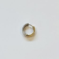 Stylish Two Tone Earring Sterling Silver + 14K Gold (Single Piece)