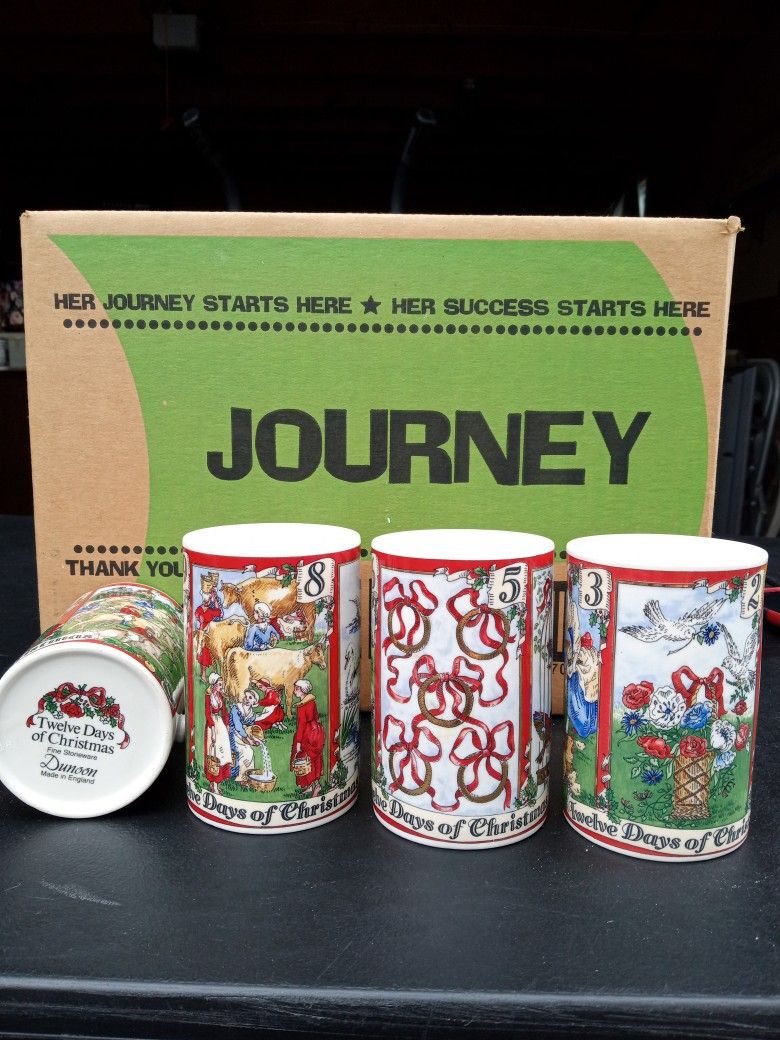 Set Of 4 Dunoon Twelve Days Of Christmas Mugs