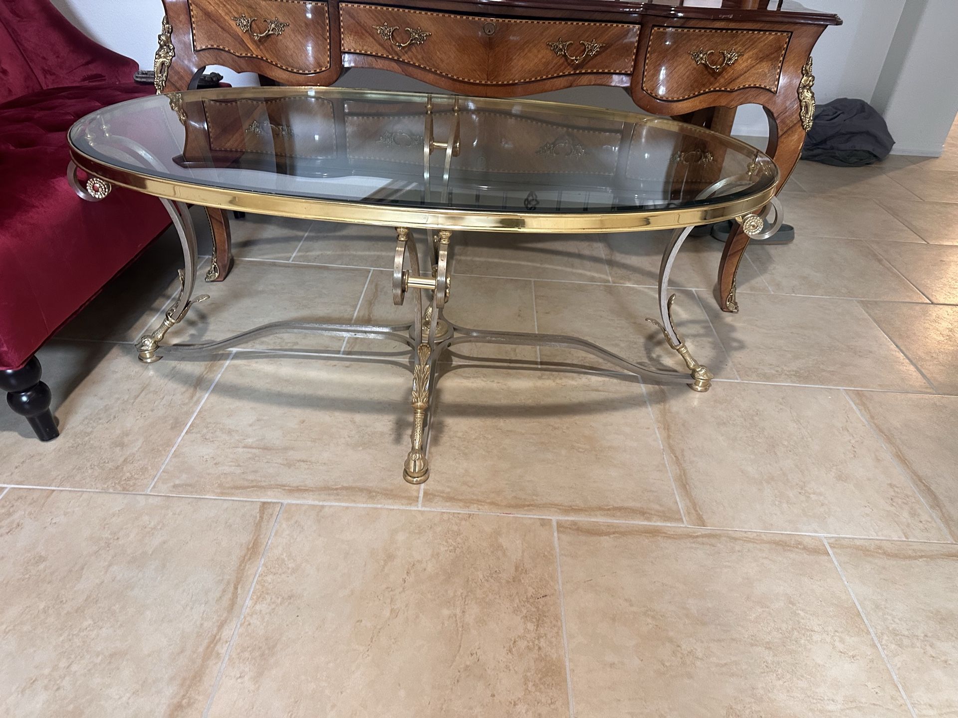 LaBarge Brass and Steel Coffee Table