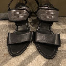 Anti Lu Black And Silver Sandals  3” Heels