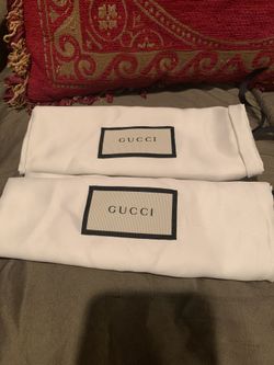 2 Authentic Gucci Large Dust Bag Shoe Storage Travel Bag 17x 8” White Satin New