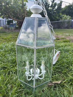 Forecast white bevelled glass foyer/entryway chandelier light fixture pendant