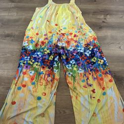XXL Spring Summer Floral Jumpsuit With Pockets 