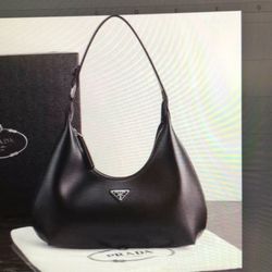 Ladies Prada Black Leather Hobo Bag