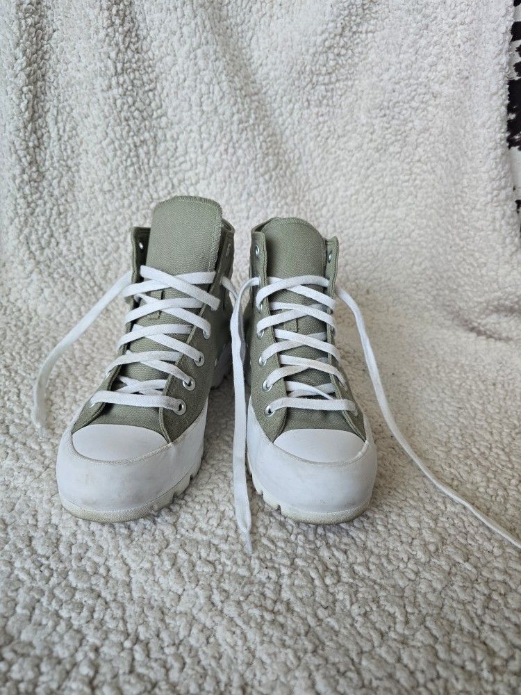 High Top Platform Converse Green Size 8