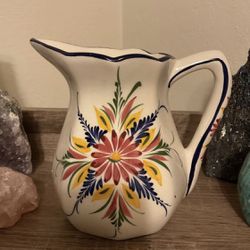 Cute Floral Pitcher Vase- Made In Portugual