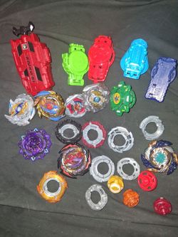 Beyblade Burst Lot with Launchers and Parts