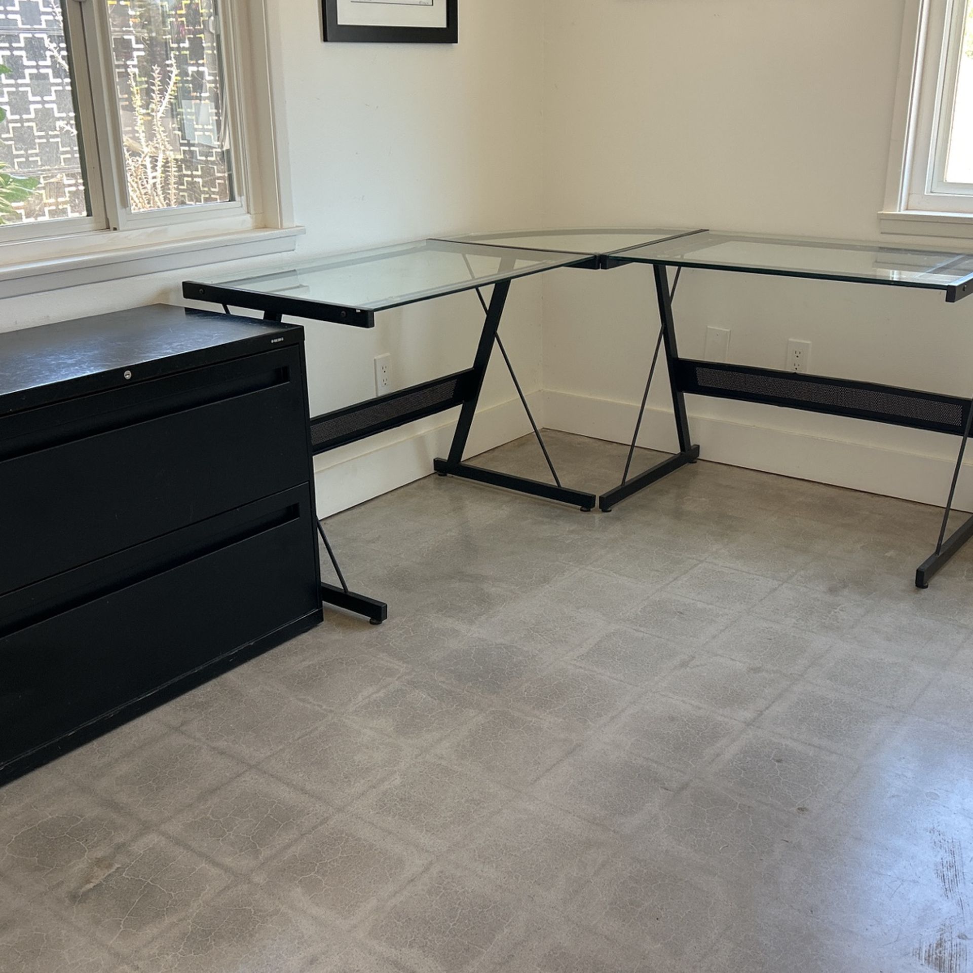 FREE!!! OFFICE FILING CABINET & GLASS DESK!!