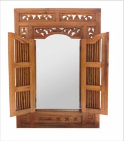 One-of-a-kind Window Wood Wall Mirror