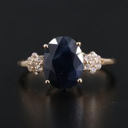 14K Blue and White Sapphire Ring