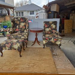  LAMP TABLE 2 CHAIRS AND FOOTSTOOL IN PERFECT CONDITIONA