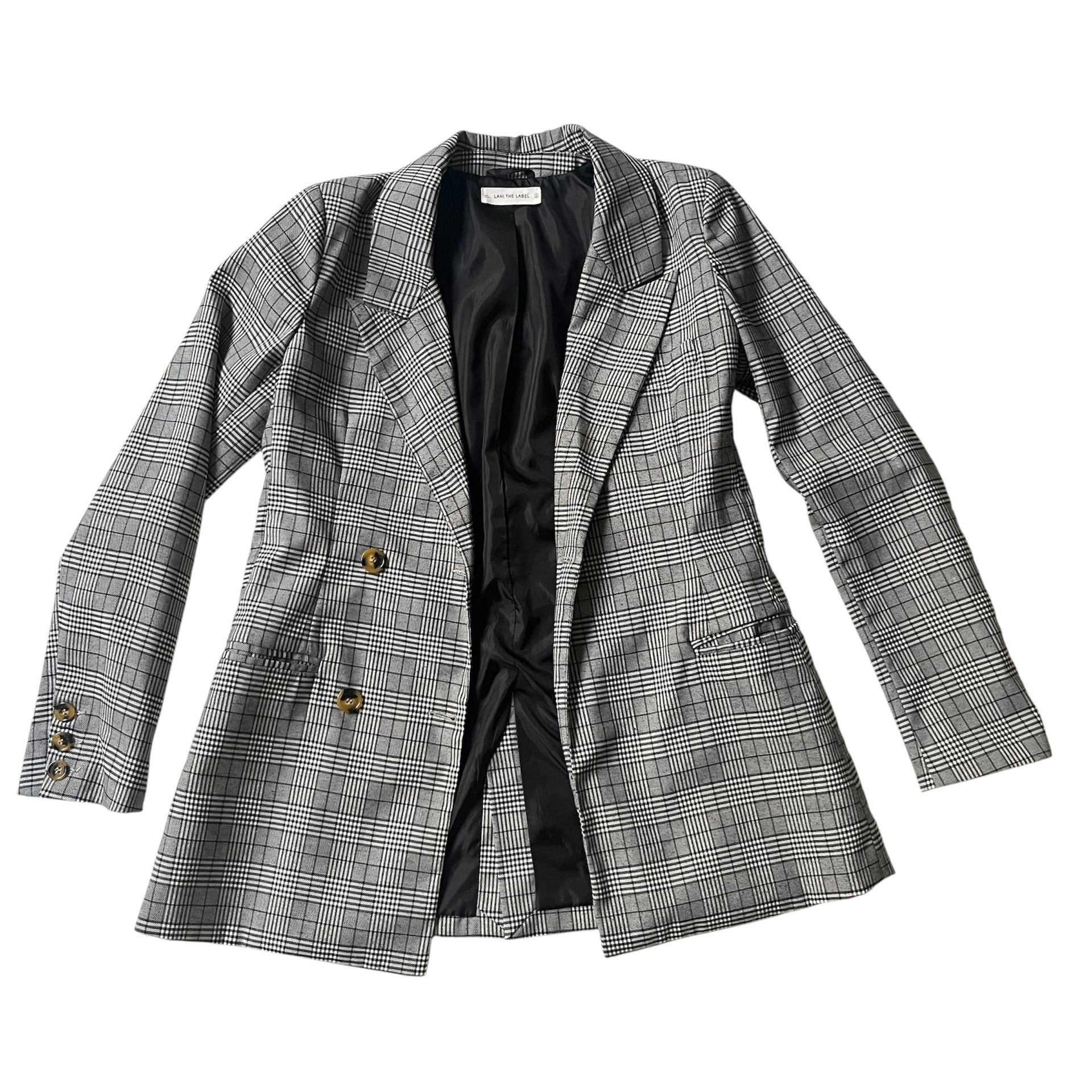 Lani The Label Black And White Plaid Blazer, Size Small