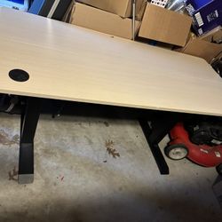 Stand Up Desk- Tan Wood top w/black Base
