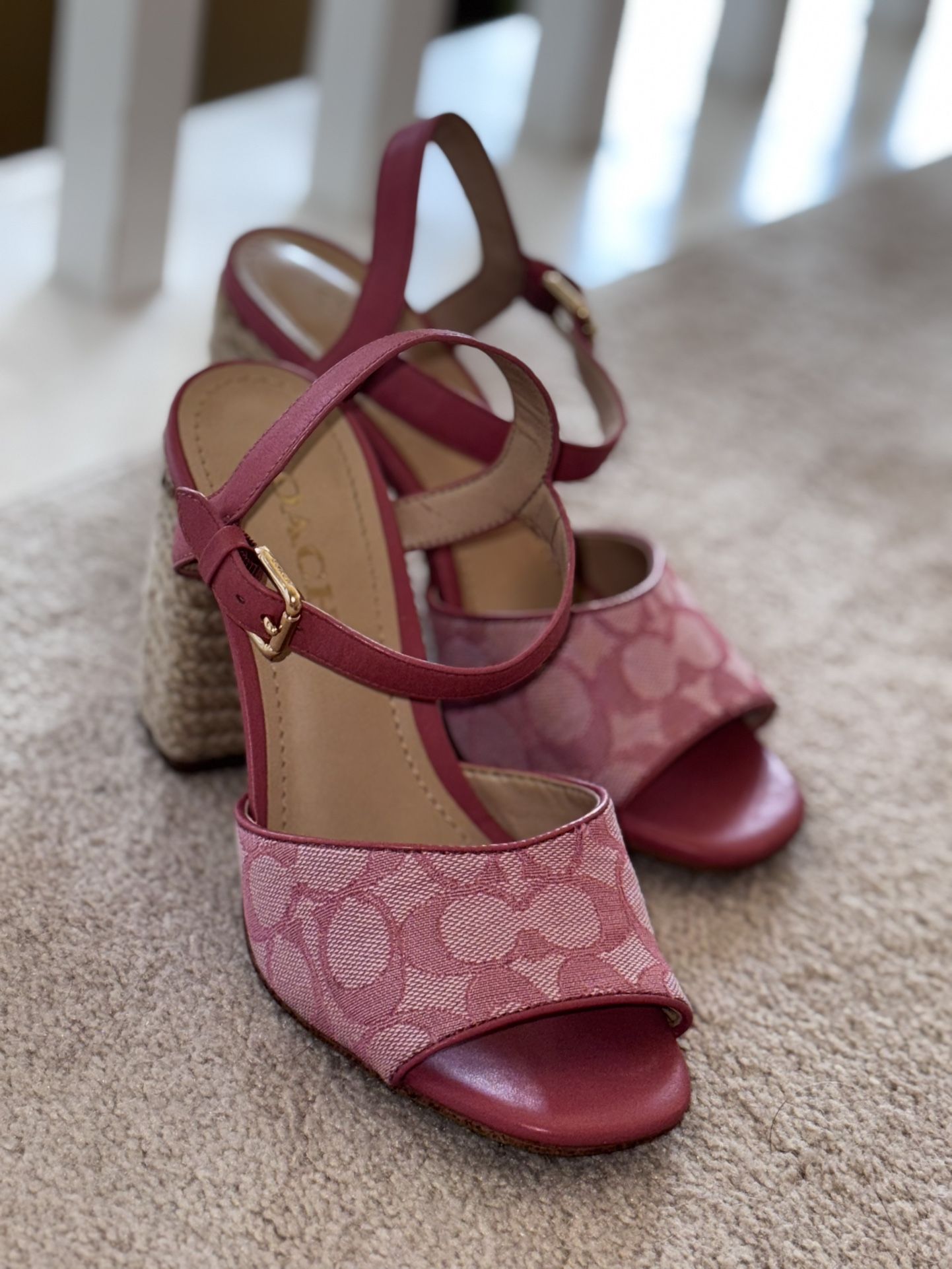 Pink Coach Summer Wedges- Size 7