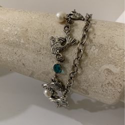 Anklets ,  Silver And Crystals Blue