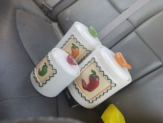 Ceramic Chili Pepper Canister Set of 3