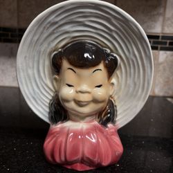 Vintage Royal Copley Asian Girl Vase