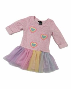 Pink Rainbow Heart Tulle Dress | 2T