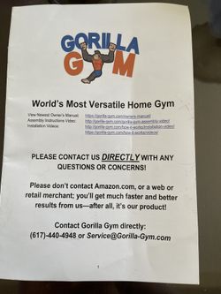 Gorilla Gym Indoor Home Gym $60