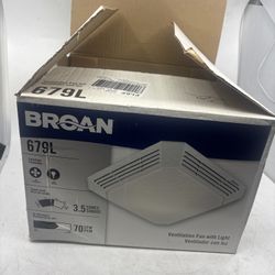 Broan 679L Ventilation Fan & Light 120/60/1 Amps 0.4 CFM 70 Sones 3.5 Open Box
