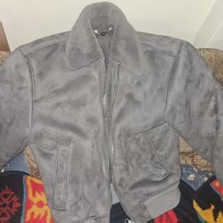 ZARA GRAY SUEDE BOMBER JACKET