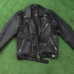 Pull & Bear Faux Leather Biker Jacket Men Size L