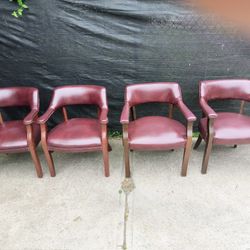 4 Burgundy Office Chairs