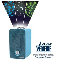 4-in-1 Tabletop Nighttime Projector Air Purifier with HEPA filter for Small Rooms, Pink