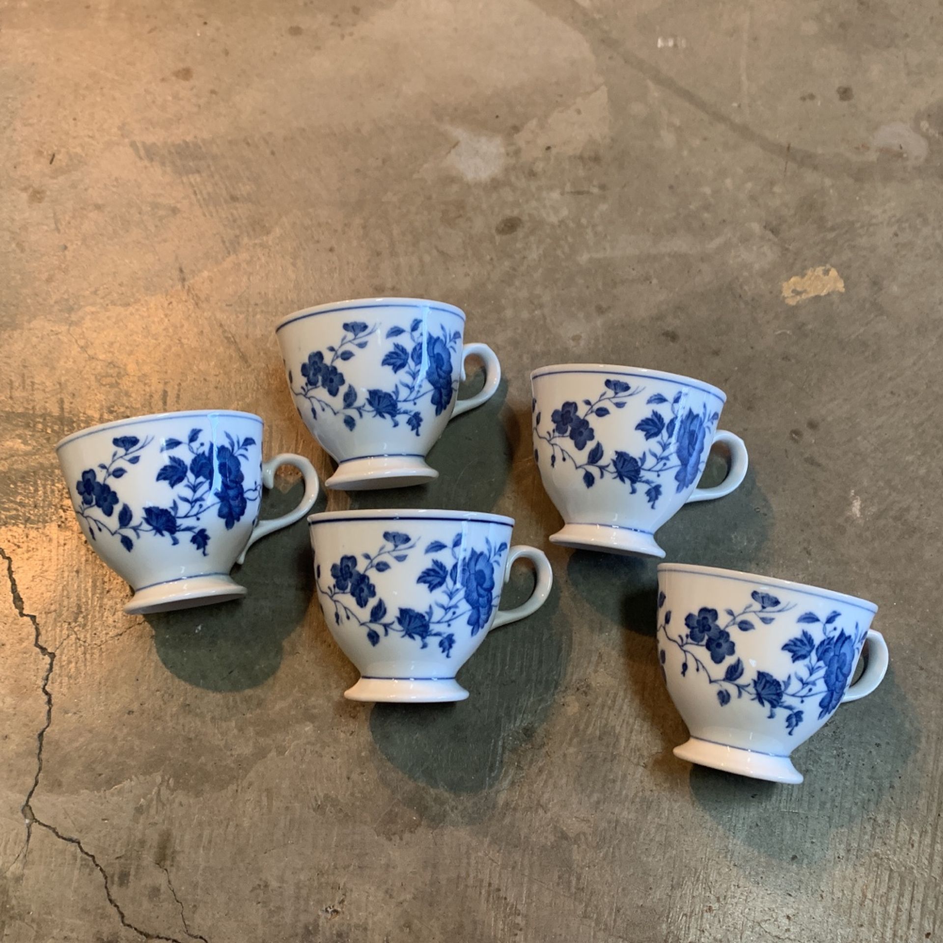 Royal Meissen Fine China Teacup Set Of 9 Blue and White Floral - Japan