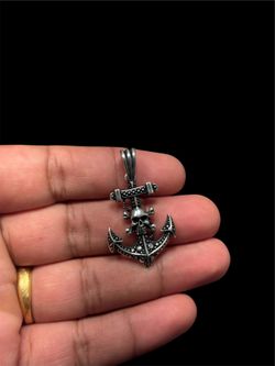 925 Sterling Silver Skull Anchor Pendant Gothic Pirate Nautical Charm 43mm