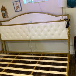 White and gold king size bedframe