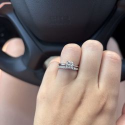 0.46 caret silver princess cut engagement ring