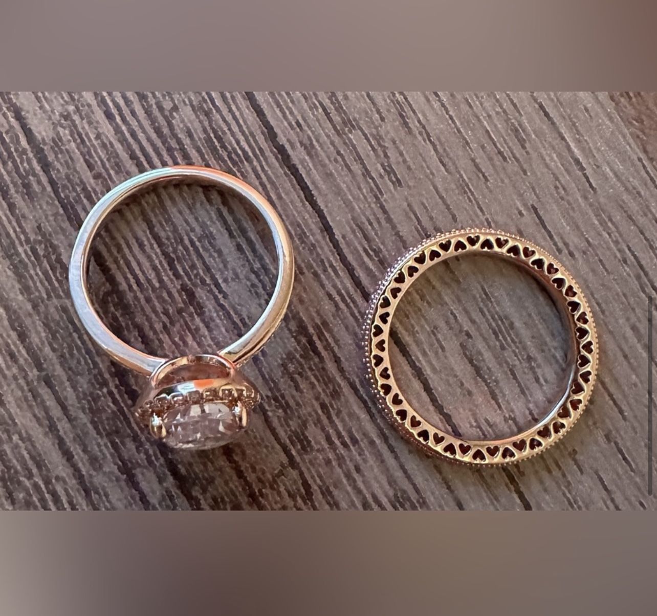 Beautiful Ring Set Sparkling Teardrop Halo & Sparkle/Hearts Rings BRAND NEW