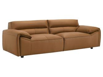 Buxton Orange Top Grain Leather Upholstered Sofa