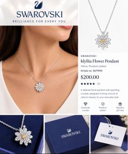 Swarovski Idyllia Flower Pendant Necklace – Crystal Floral Design