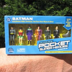 DC Direct Batman Pocket Super Heroes 6 Figures Set & Batman's JLA Chair~New
