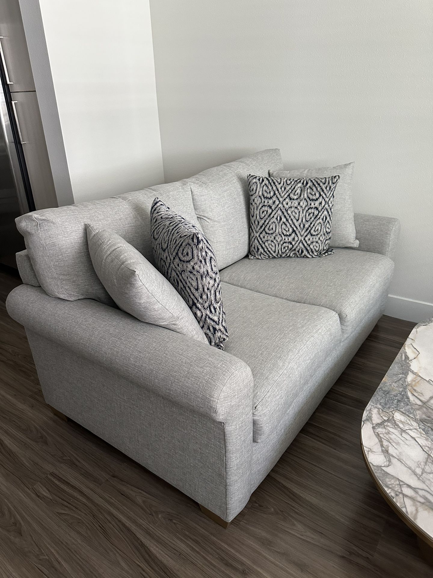 Grey Foam Fabric Sofa and Loveseat Set